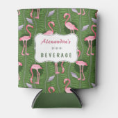 Flamingo Vogels 20s Deco Fern Pattern Summer Custo Blikjeskoeler (Voorkant)