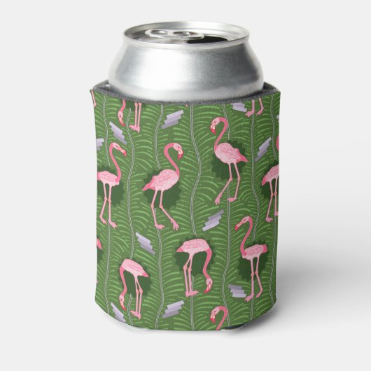 Flamingo Vogels 20s Deco Fern Pattern Summer Custo Blikjeskoeler (Blikje Achterkant)