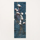Flamingo vogels in roze en wit op inkwell blauw yogamat (Voorkant)