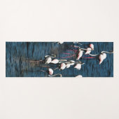 Flamingo vogels in roze en wit op inkwell blauw yogamat (Voorkant (horizontaal))