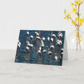 Flamingo vogels in roze en wit op inkwell Blue Kaart (Gele Bloem)