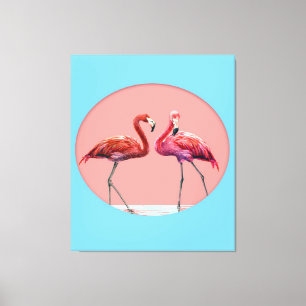 Flamingo vogels in water Cadeau voor Flamingo li Canvas Afdruk