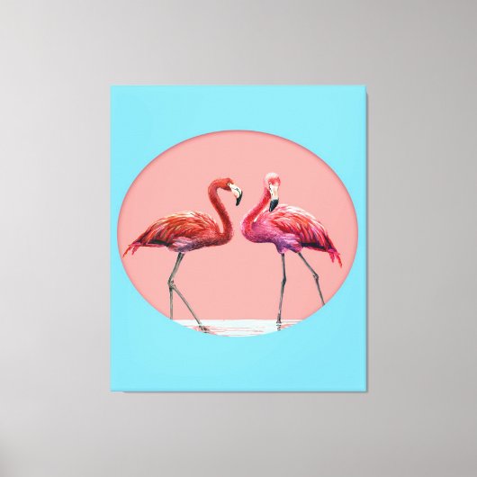 Flamingo vogels in water | Cadeau voor Flamingo li Canvas Afdruk (Voorkant)