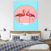 Flamingo vogels in water | Cadeau voor Flamingo li Canvas Afdruk (Insitu (Slaapkamer))