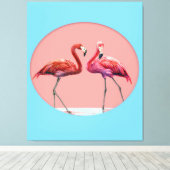 Flamingo vogels in water | Cadeau voor Flamingo li Canvas Afdruk (Insitu (Houten vloer))