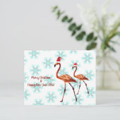 Flamingo Vogels Kerstmis, Nieuwjaar wenskaart Briefkaart (Staand voorkant)