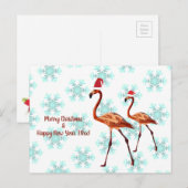 Flamingo Vogels Kerstmis, Nieuwjaar wenskaart Briefkaart (Voorkant / Achterkant)