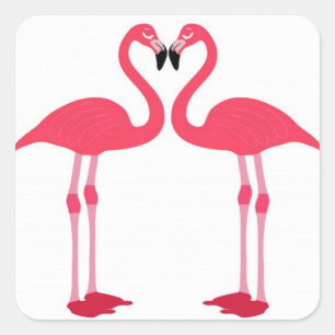 flamingo-vogels-liefde vierkante sticker