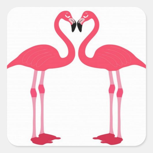 flamingo-vogels-liefde vierkante sticker (Voorkant)