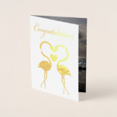 Flamingo vogels met liefde hart gepersonaliseerd folie kaarten (Voorkant)
