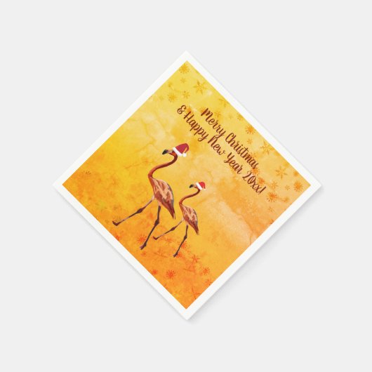 Flamingo Vogels Nieuwjaar Servet (Hoek)
