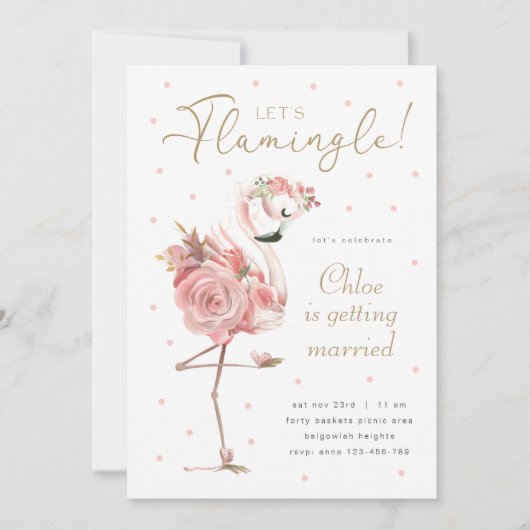 Flamingo Vrijgezellenfeest, Bloemroze Flamingo Kaart (Voorkant)