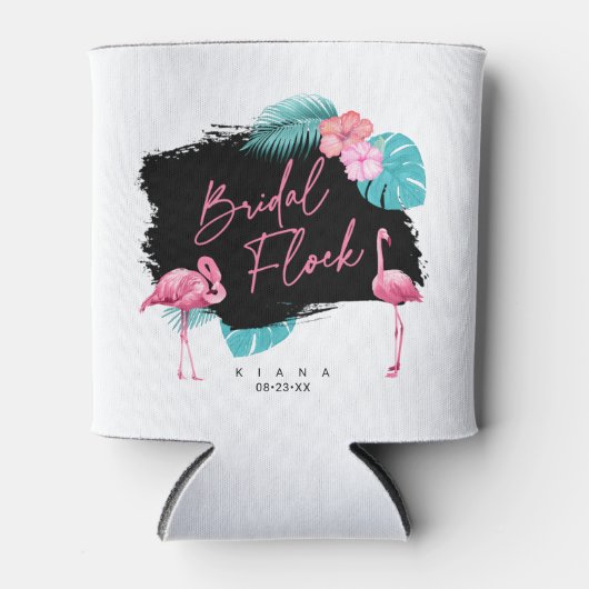 Flamingo vrijgezellenfeest Bruiloft Troep ID930 Blikjeskoeler (Voorkant)