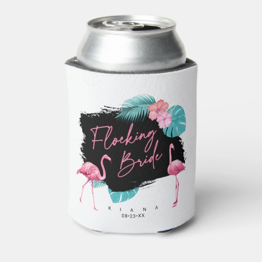 Flamingo vrijgezellenfeest Flocking Bruid ID930 Blikjeskoeler (Blikje Achterkant)