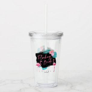 Flamingo vrijgezellenfeest Flocking Bruid V2 ID930 Acryl Drinkbeker