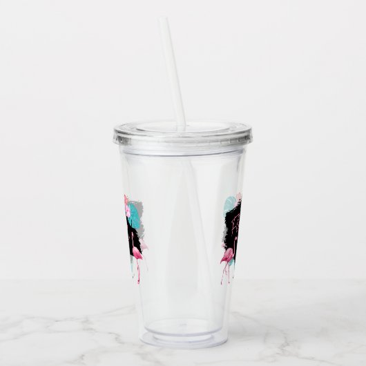 Flamingo vrijgezellenfeest Flocking Bruid V2 ID930 Acryl Drinkbeker (Links)