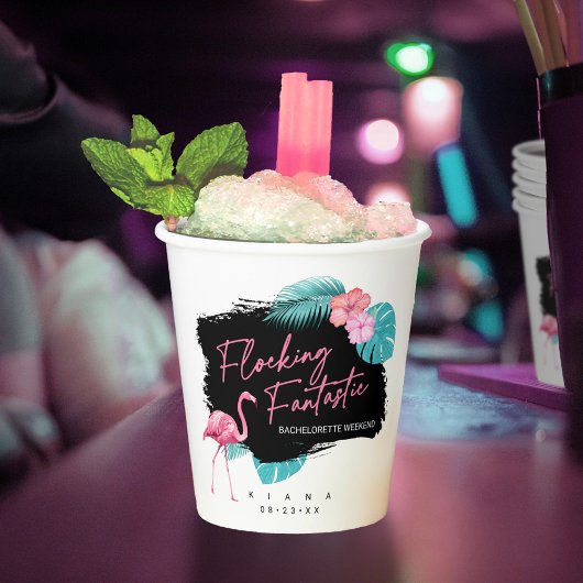 Flamingo vrijgezellenfeest Flocking Fantastisch V2 Papieren Bekers