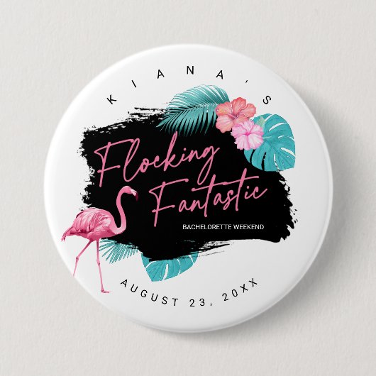 Flamingo vrijgezellenfeest Flocking Fantastisch V2 Ronde Button 7,6 Cm (Voorkant)