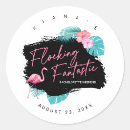 Flamingo vrijgezellenfeest Flocking Fantastisch V2 Ronde Sticker