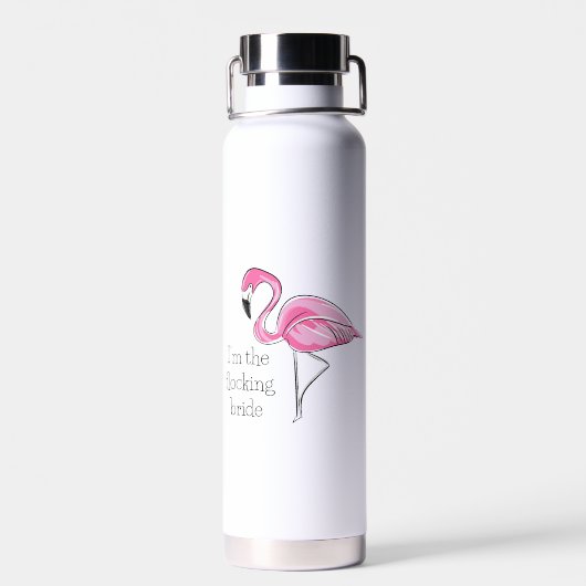 Flamingo vrijgezellenfeest Ik ben de kudde bruid Waterfles (Achterkant)