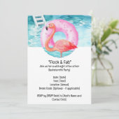 Flamingo Vrijgezellenfeest Pool Party Kaart (Staand voorkant)
