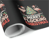 Flamingo Vrolijk Flocking Kerstmis Grappige Kerstm Cadeaupapier (Rol Hoek)