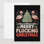 Flamingo Vrolijk Flocking Kerstmis Grappige Kerstm Feestdagenkaart (Voorkant / Achterkant)