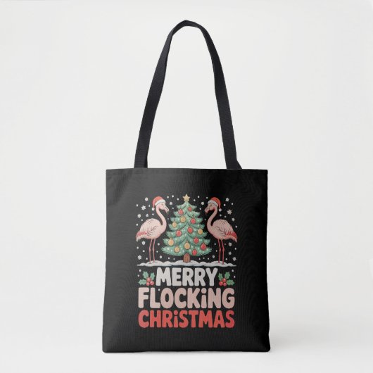 Flamingo Vrolijk Flocking Kerstmis Grappige Kerstm Tote Bag (Voorkant)