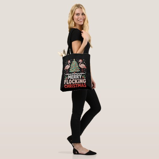 Flamingo Vrolijk Flocking Kerstmis Grappige Kerstm Tote Bag (Op model)