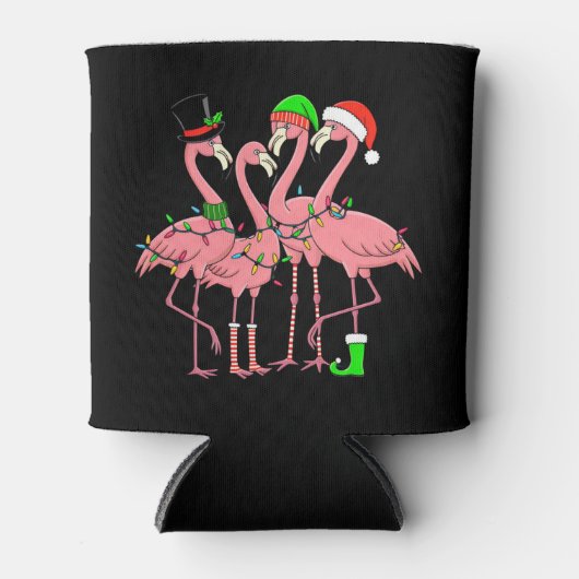 Flamingo Vrolijk Kerstfeest Grappig Flamingo Lover Blikjeskoeler (Voorkant)