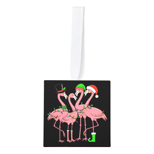 Flamingo Vrolijk Kerstfeest Grappig Flamingo Lover Decoratie (Voorkant)