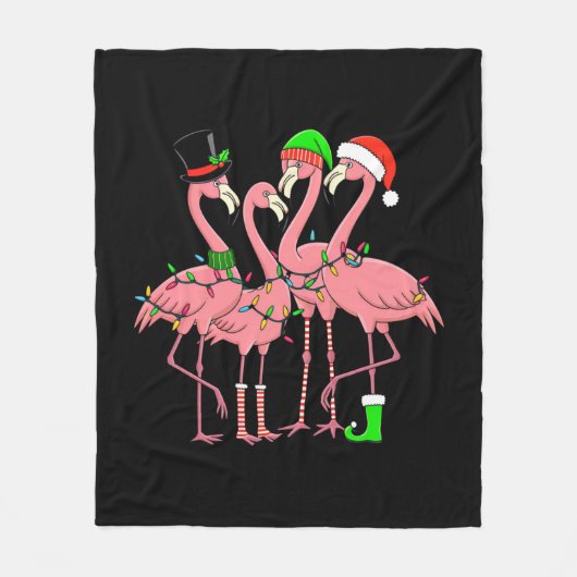 Flamingo Vrolijk Kerstfeest Grappig Flamingo Lover Fleece Deken (Voorkant)