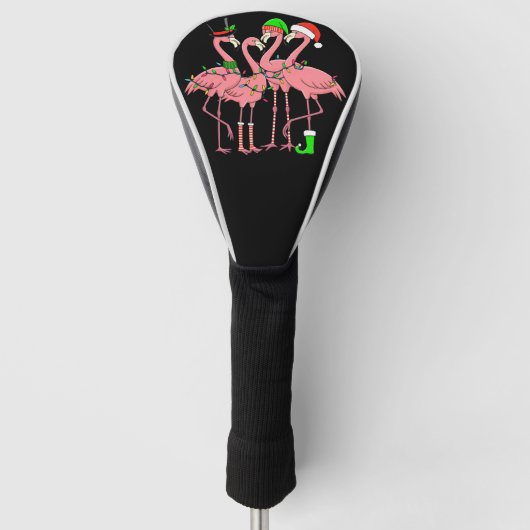 Flamingo Vrolijk Kerstfeest Grappig Flamingo Lover Golfheadcover (Voorkant)