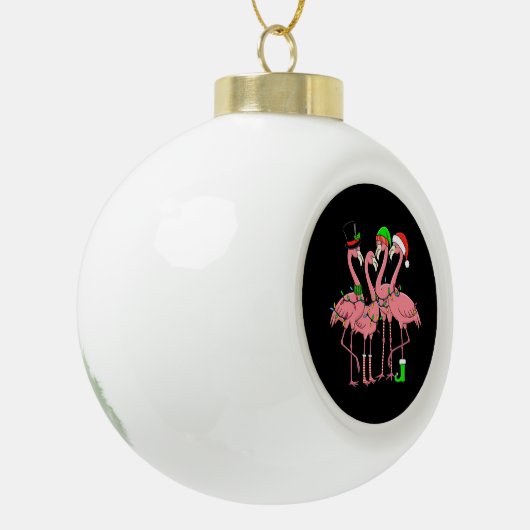 Flamingo Vrolijk Kerstfeest Grappig Flamingo Lover Keramische Bal Ornament (Links)