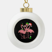 Flamingo Vrolijk Kerstfeest Grappig Flamingo Lover Keramische Bal Ornament (Voorkant)