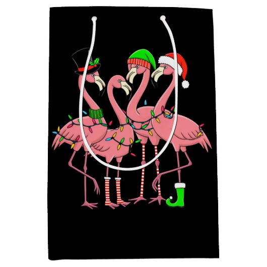 Flamingo Vrolijk Kerstfeest Grappig Flamingo Lover Medium Cadeauzakje (Voorkant)