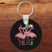 Flamingo Vrolijk Kerstfeest Grappig Flamingo Lover Sleutelhanger (Voorkant)