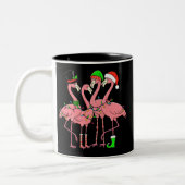 Flamingo Vrolijk Kerstfeest Grappig Flamingo Lover Tweekleurige Koffiemok (Links)