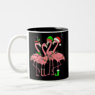 Flamingo Vrolijk Kerstfeest Grappig Flamingo Lover Tweekleurige Koffiemok