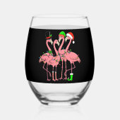 Flamingo Vrolijk Kerstfeest Grappig Flamingo Lover Wijnglas Zonder Voet (Achterkant)