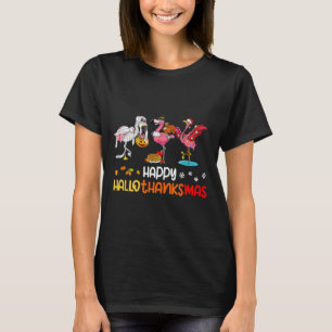 Flamingo vrolijke Hallothanksmas Halloween Thanksg T-shirt
