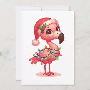 Flamingo Vrolijke Kerstmis Winter Dieren Flamingo' Feestdagenkaart
