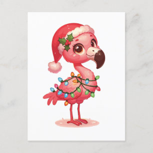 Flamingo Vrolijke Kerstmis Winter Dieren Flamingo' Feestdagenkaart