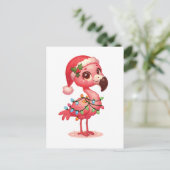 Flamingo Vrolijke Kerstmis Winter Dieren Flamingo' Feestdagenkaart (Staand voorkant)