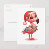 Flamingo Vrolijke Kerstmis Winter Dieren Flamingo' Feestdagenkaart (Voorkant / Achterkant)
