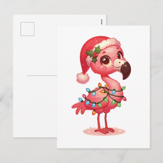 Flamingo Vrolijke Kerstmis Winter Dieren Flamingo' Feestdagenkaart (Voorkant / Achterkant)