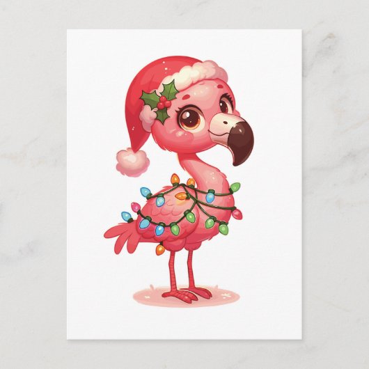 Flamingo Vrolijke Kerstmis Winter Dieren Flamingo' Feestdagenkaart (Voorkant)
