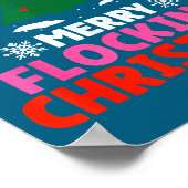 Flamingo vrolijke kudde Kerst grappige Kerstman ma Poster (Hoek)