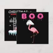 Flamingo | Vrouwen Flamingo Boo Geest Halloween Kaart (Voorkant / Achterkant)