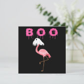 Flamingo | Vrouwen Flamingo Boo Geest Halloween Kaart (Staand voorkant)